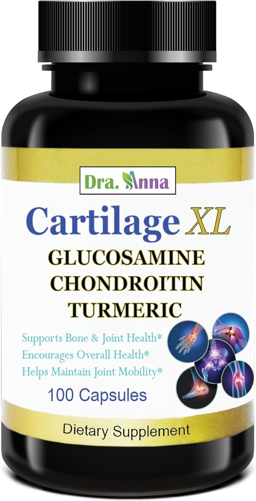 Cartilage XL Plus Glucosamine, Chondroïtine & Turmeric. Supplément de soutien conjoint. Propriétés antioxydantes. 100 gélules