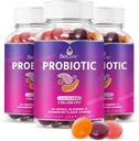Gommies probiotiques BeLive - Probiotiques avec 5 milliards d'UCF pour la santé digestive, hommes, femmes et enfants suppléments probiotiques pour le soutien immunitaire, sans sucre et végétalien – Blueberry, fraise et orange