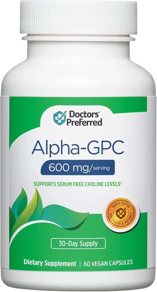 Supplément Alpha GPC de DOCTORS - Formule Premium. 600 MG/Serveur, 60 capsules véganes, 30 jours de ravitaillement