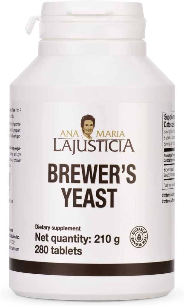 Ana Maria Lajusticia- BREWER'S Yeast - Source de vitamines, santé cardiaque et digestion saine - 70 jours de traitement Pack . Sans sucre et végétalien amical.
