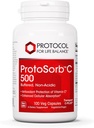 Protocole Protosorb C 500 - Vitamine C hautement absorbante - pour le système immunitaire et le supplément pour la santé des os* - avec l'acide alpha-lipoïque - Vitamine C buvée, non acide - 100 gélules