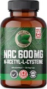 Vitamines pures de laboratoire NAC (N-acétyl-Cysteine) 600 mg - 120 capsules Fabriqué au Canada
