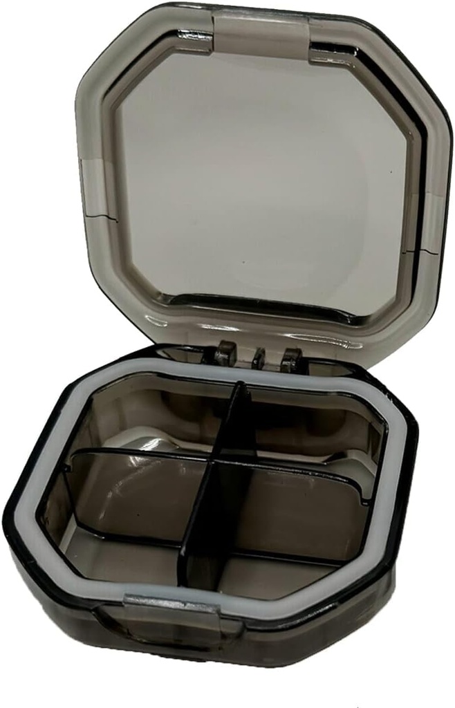 Organisateur de pilules de voyage - Cas de pilule étanche et durable Taille de voyage avec 4 compartiments - Cas de pilules compactes pour les vitamines, suppléments, médicaments - Conteneur de pilules de voyage pour la purse (Gray)