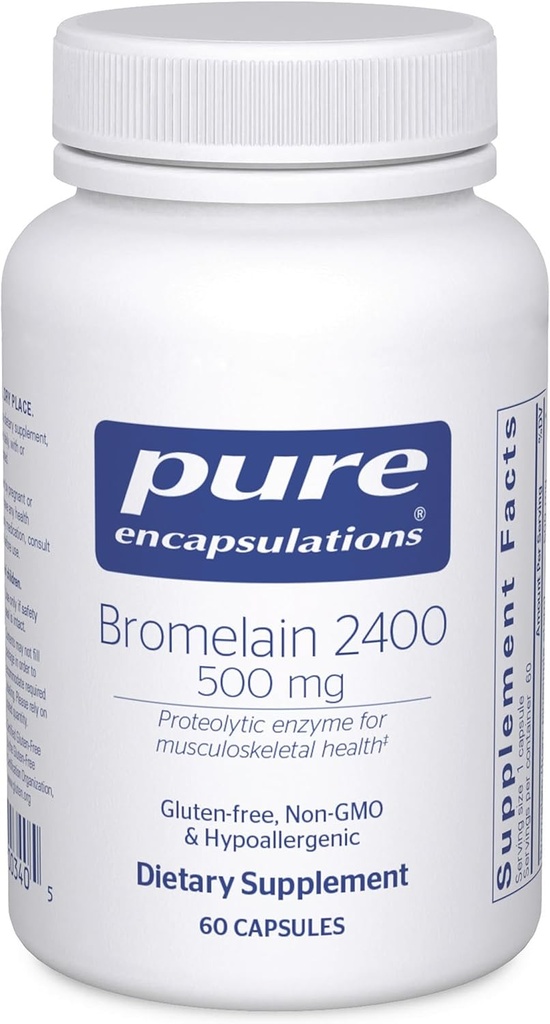 Encapsulations pures Bromelain 2400 500 mg - pour le soutien digestif et la santé musculo-squelettique - soutient les articulations et la récupération musculaire* - enzymes protéolytiques - Vegan - 60 capsules