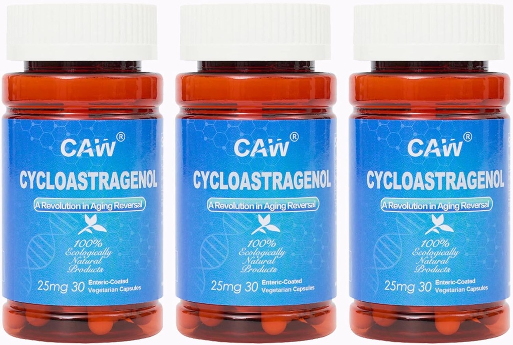 Supplément de support de télomètre CAW Hypersorption Cycloastragenol 25Mg 30Gélules entériques 3 bouteilles