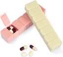 Pill Organizer-Pill Boxes pour les voyages, 7 jours avec l'étui en braille Vitamines Huile de poisson Suppléments, Médicament Organisateur Distributeur pour Huiles de poisson, Vitamine Holder Supplément (Pink+Beige)