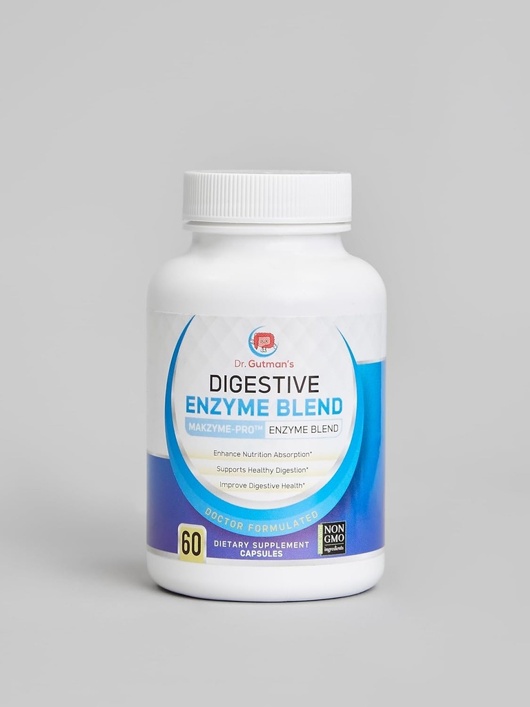 Gutman's Digestive Enzyme & Probiotic Synbiotic, 60 Veggie Caps - All-Natural Digestive Health Support with Bromelain, Papain, Lipase, Lactase & Galactosidase, pour l'absorption accrue des nutriments