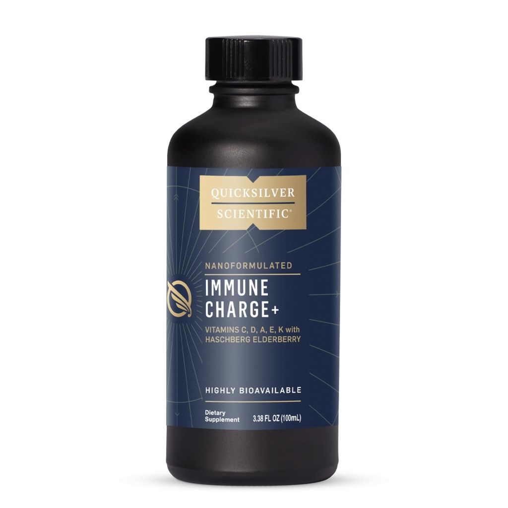 Quicksilver Scientific Immune Charge+ - Elderberry avec 10 000 UI de vitamine D3, 25 000 vitamine A, C, E, K1 et K2 pour Imune Health & Lung Support (100ml)
