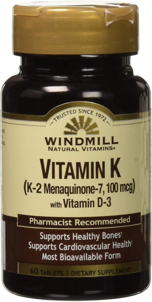 Vitamine K2 (MK7) avec vitamine D3 60 Comprimés