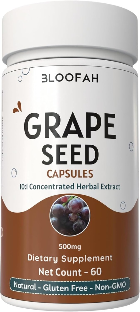 Capsules de graines de raisin 500mg.00 10:1 Extrait concentré.00 Supplément naturel à base de plantes.00 Non-OGM, sans gluten...
