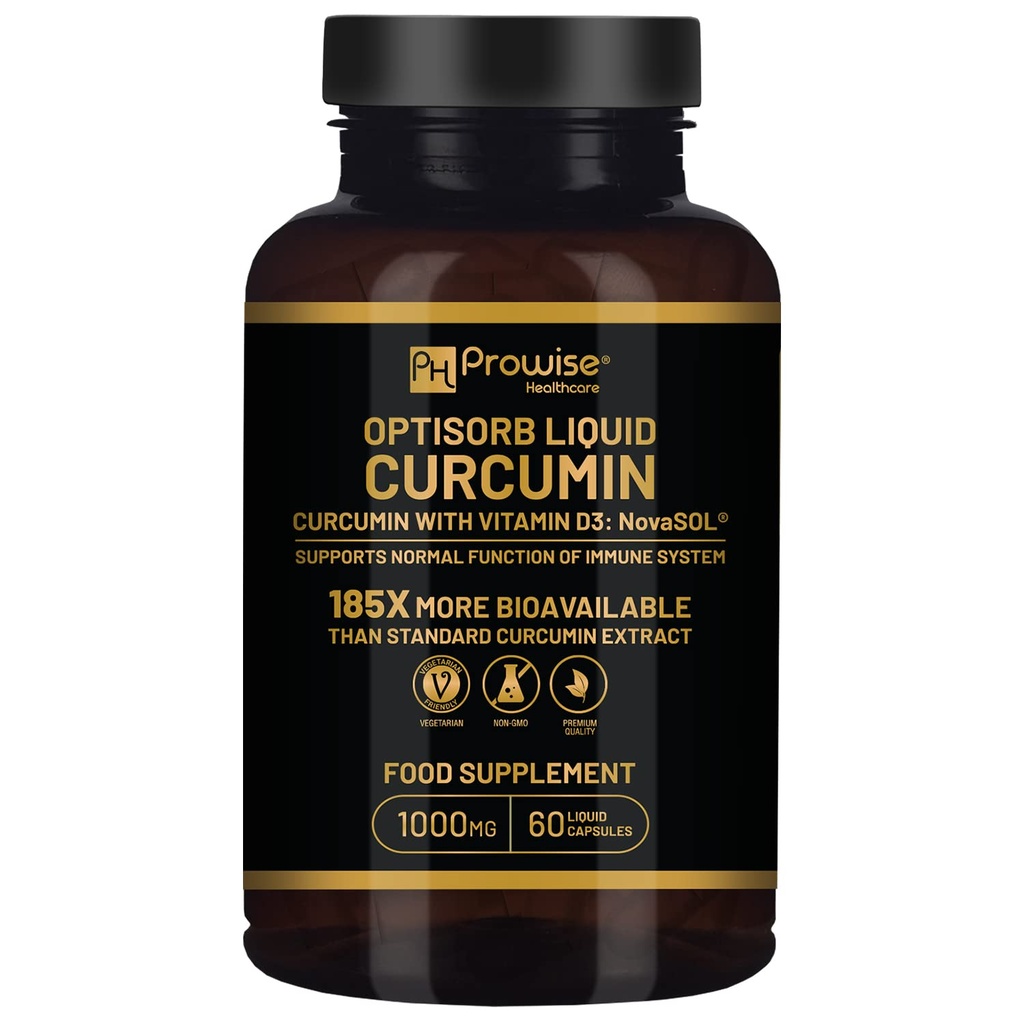 Optisorb Curcumine liquide avec vitamine D - 60 Liqcaps.