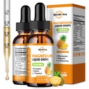 2 Pack Magnesium Glycinate Liquid Drops, 1000mg of Liquid Magnesium Complex Drops for Sleep, Nerve, Energy, Muscle, Bone, Calm & Digestion, High Absorption, 2 Fl Oz, Pineapple Flavor