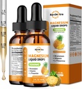 2 paquets de gouttes liquides de glycinate de magnésium, 1000mg de gouttes complexes de magnésium liquide pour le sommeil, le nerf, l'énergie, le muscle, les os, le calme et la digestion, haute absorption, 2 Fl Oz, goût d'ananas