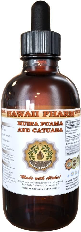Hawaii Pharm Muira Puama et Catuaba Teinture d'extrait liquide 4 Oz (120ml)