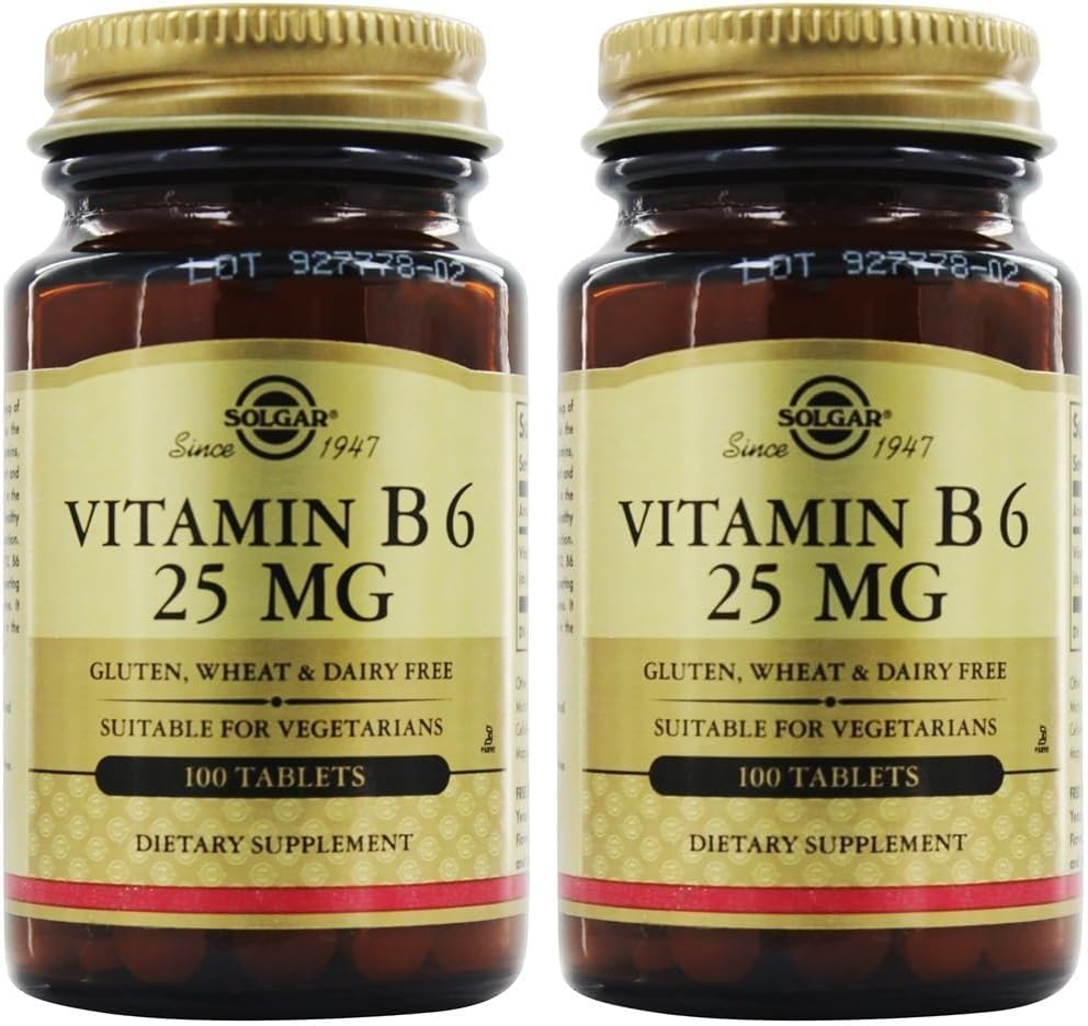 SOLGAR Vitamine B6 25 Mg, 100 comprimés, 100 Compte (paquet de 24)
