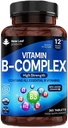 Complexe de vitamine B - 365 petits comprimés (un an d'approvisionnement) Haute résistance Toutes les 8 B vitamines B1-B2-B3-B5-B6-B12, Biotine, acide folique et vitamine C - Réduction de la fatigue, de l'énergie et du soutien immunitaire - UK Made