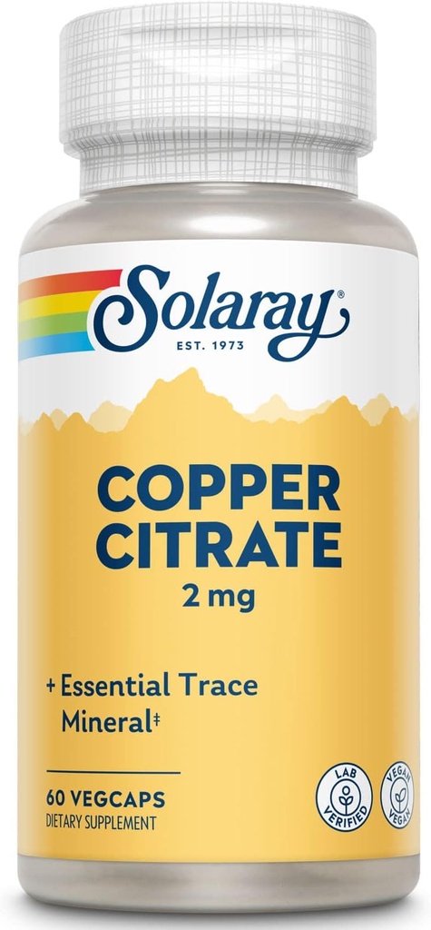 Solaray Biocitrate Supplément cuivre, 2mg