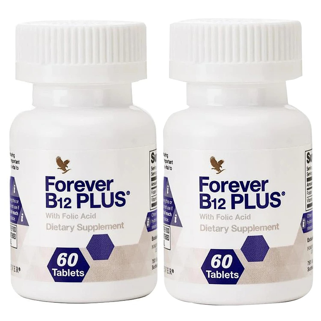 Forever Living - B12 Plus - Vitamines essentielles B pour l'énergie, le soutien immunitaire et la santé des globules rouges - Végétaux, végétariens et sans gluten - 120 comprimés