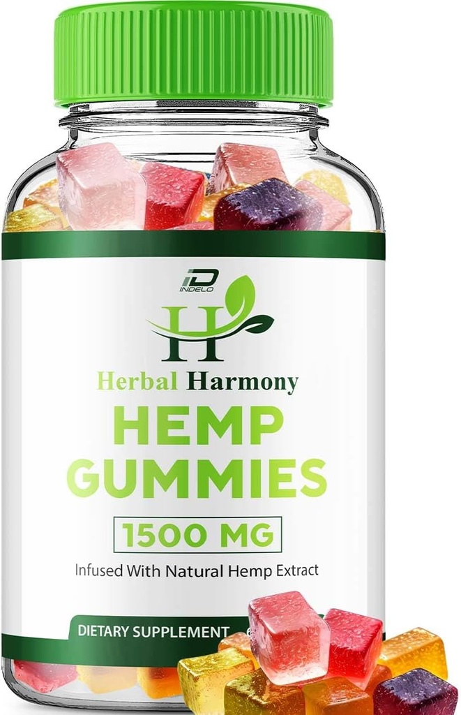 Gommies d'harmonie à base de plantes pour les hommes et les femmes - Gommy d'harmonie à base de plantes, Harmonie à base de plantes infusée d'extrait de chanvre, Harmonie à base de plantes Supplément de chanvre naturel Avis (1 Pack - 60 Gommies)