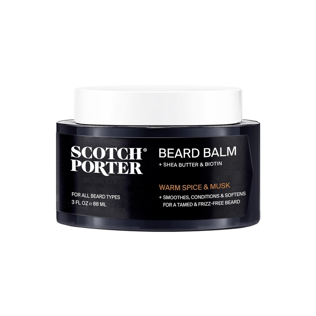 Baume à barbe Scotch Conditionnement – Doux, forme, hydratant et adoucissant Coeurs, Cheveux du visage sec tout en encourageant la croissance pour une barbe plus complète / plus saine – Scent original, 3 onces. Jaune