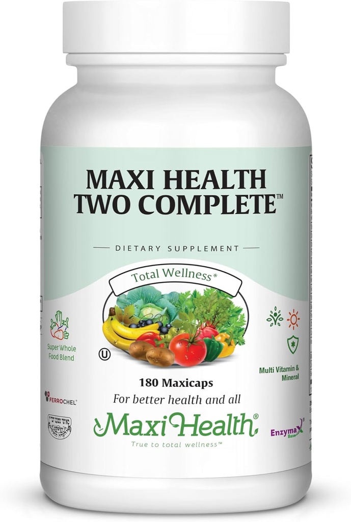 Maxi Health Two Complete - Multivitamines et minéraux - pleine puissance - 180 capsules - Kosher