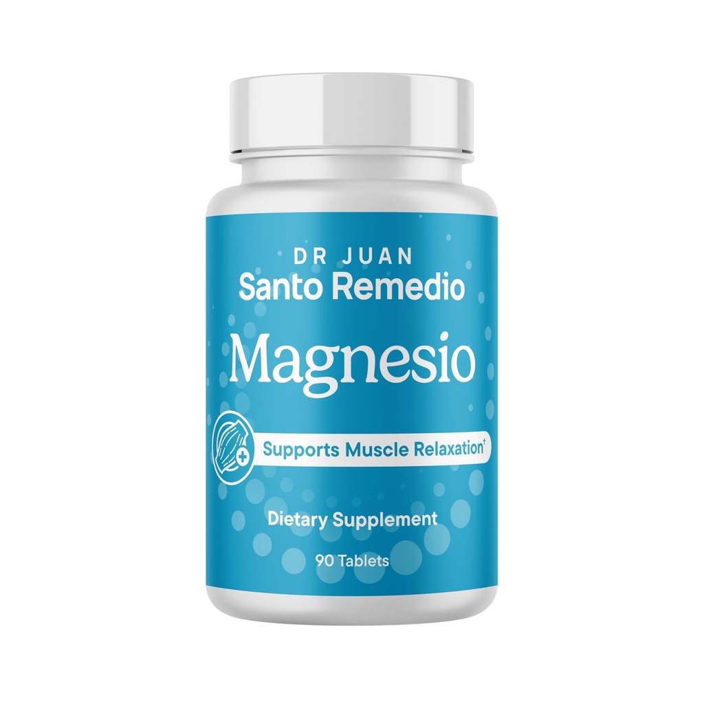 Santo Remedio Magnésium, soutient la relaxation musculaire, complément alimentaire, Citrate de magnésium 300 mg, Pas de saveurs artificielles, Pas de couleurs artificielles, 90 comprimés (90 portions)