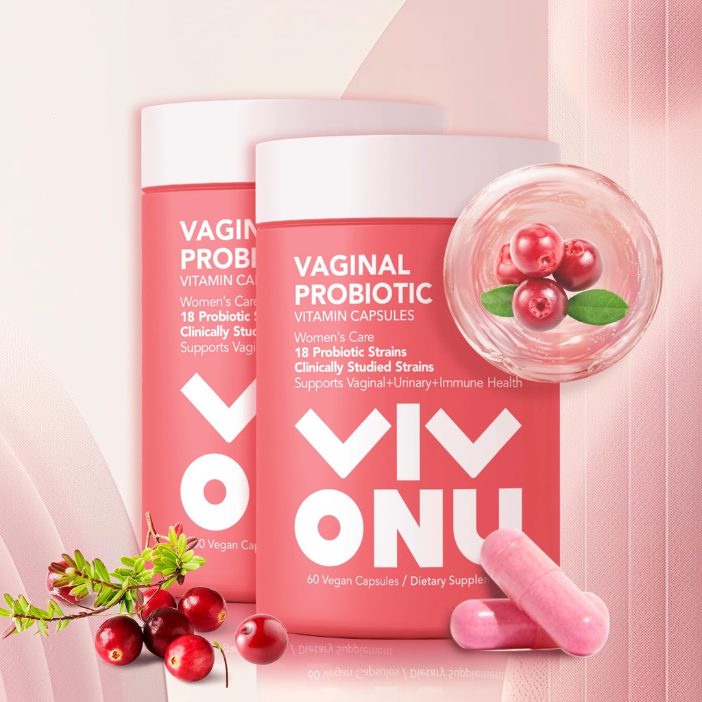 VivoNu Women's Probiotic,Prebiotics & Lactobacillus Probiotic Blend,60 Billion CFUs,18 Strains,Help Women's Health,Boost Immune,Digestive,Gut,Promote Healthy Vaginal Odor & Vaginal Flora