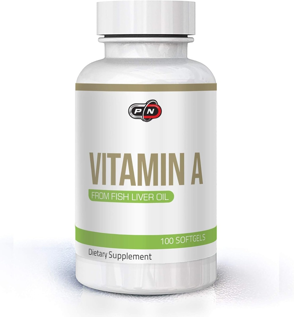 Pure nutrition Vitamine A 10000 iu 3000 mcg de l'huile naturelle de foie de poisson 100 Sofgels.