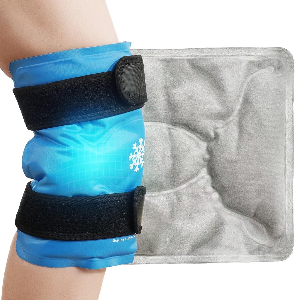 Paquet de glace pour soulager la douleur au genou, gel réutilisable Enveloppe de glace pour les blessures aux jambes, gonflement, chirurgie de remplacement du genou, thérapie du compresseur froid pour l'arthrite, ménisque, blessures sportives