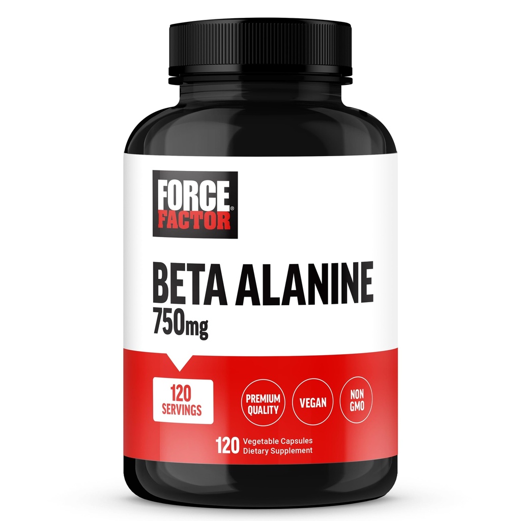 Facteur de force Beta Alanine Capsules, Beta-Alanine Endurance Supplément pour stimuler la performance et réduire la fatigue, Dose clinique, Qualité Premium, Vegan, Non-OGM, 120 Capsules