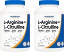 Nutricost L-Arginine Complexe L-Citrulline 750mg, 240 Capsules (2 bouteilles) - Non-OGM
