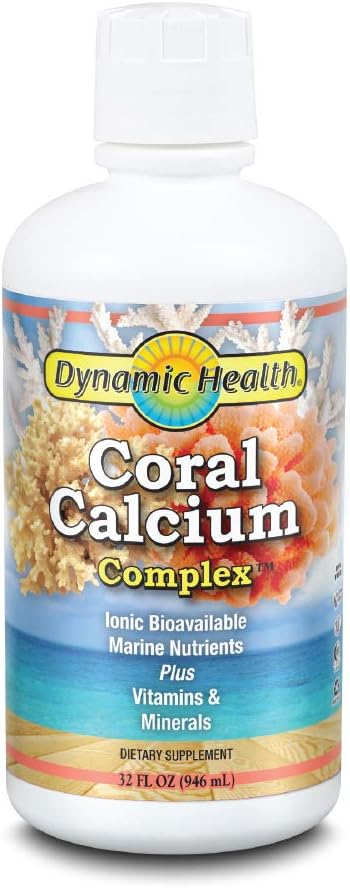 Dynamic Health Coral Calcium Complex (complexe de calcium) D'os et de PH Level Support (support de niveau de santé) Plus facile que les capsules, supplément liquide (supplément de magnésium) 32oz, 32 Servir