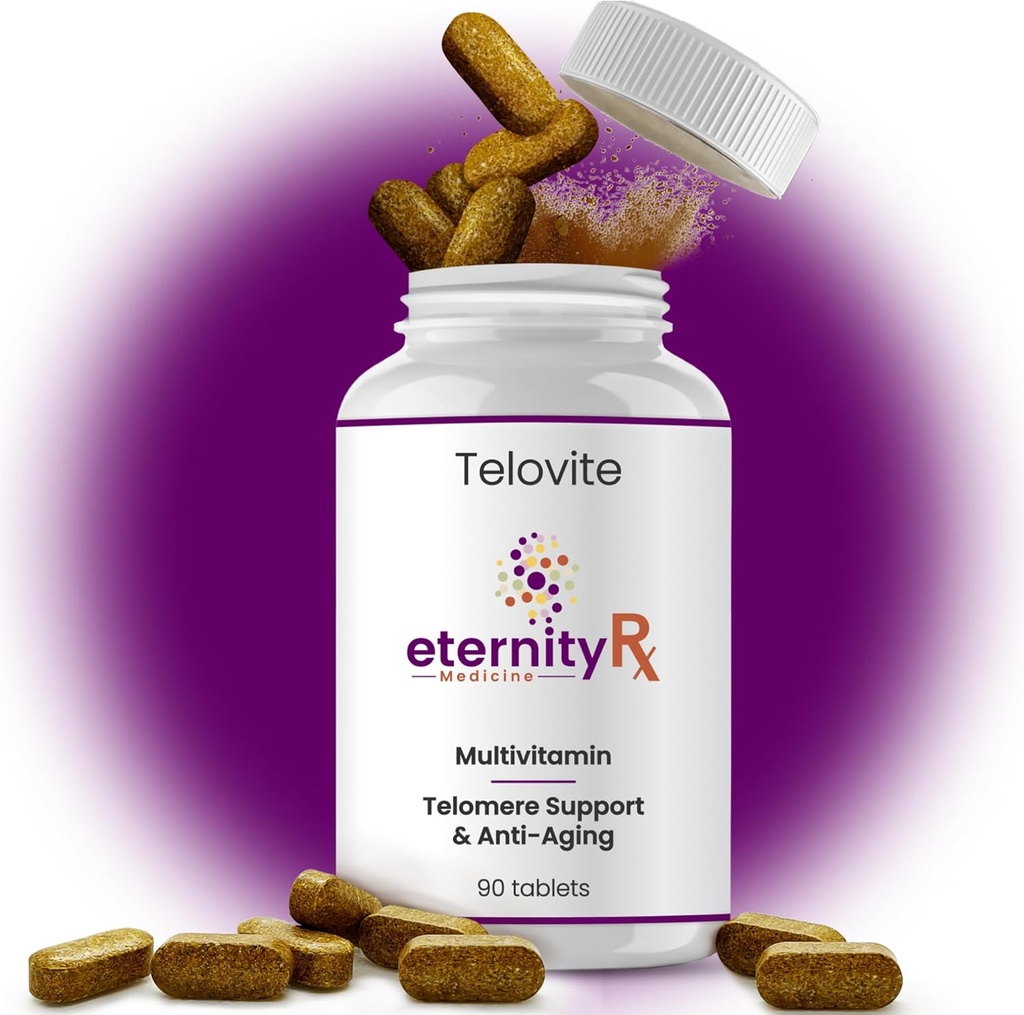 Telovite Daily Multivitamin for Men & Women – Telomere & Cellular Health Support – High Potency Vitamins A, D, E, C, B-Complex, Zinc, Folate, Iron – 90 Tablets – Doctor Formulated