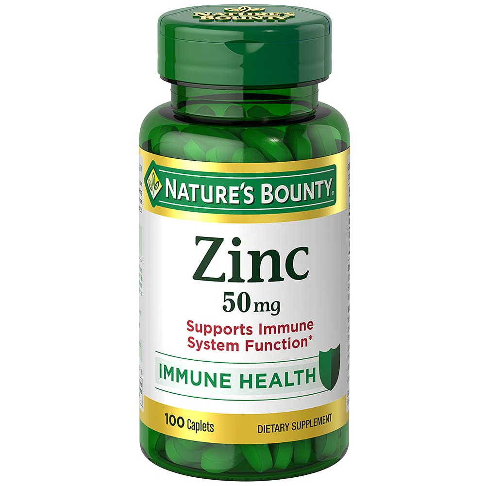 Bounty Zinc de la nature 50 mg Caplets, non aromatisés, 100 Compte, paquet de 2
