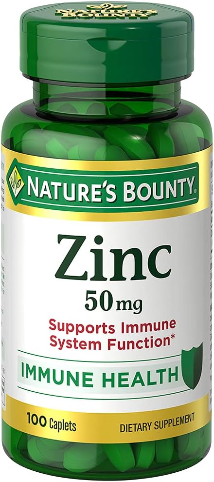 Bounty Zinc de la nature 50 mg Caplets, non aromatisés, 100 Compte, paquet de 2