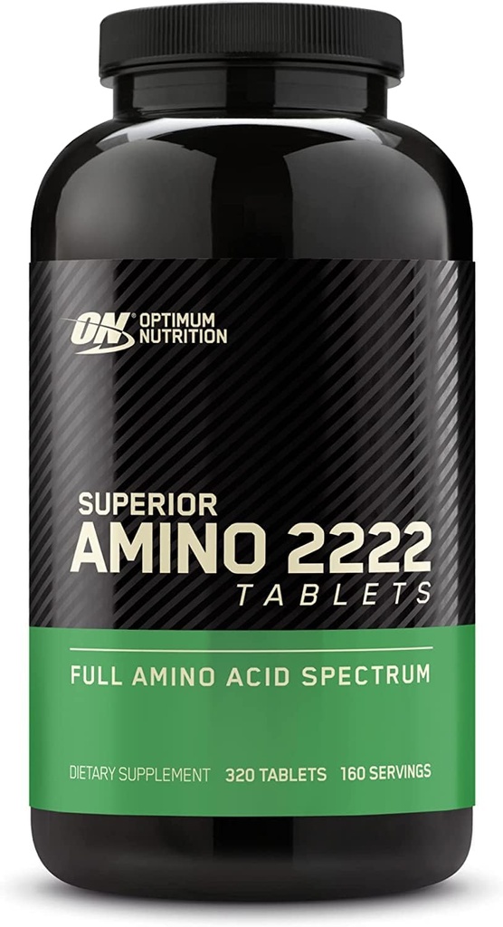 Optimum Nutrition Superior Amino 2222 Comprimés, Acides aminés essentiels complets, AAE, 320 Compte