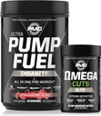 PMD Sports Ultra Pump Fuel Insanity - Pre Workout - Strawberry Slam (30 Servings) Sports Omega Cuts Elite Thermogenic Fat Burner (90 Softgels