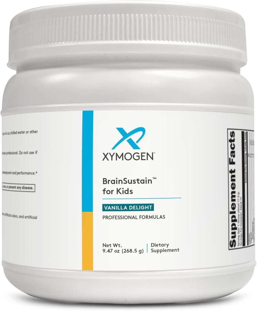XYMOGEN BrainSustain pour les enfants - N-acétyl-L-Cysteine, acide alpha lipoïque et DHA pour les enfants Focus Support - Suppléments pour le cerveau pour la mémoire et le focus - Non-OGM, gluten, soja + sans lait (9,47 oz)