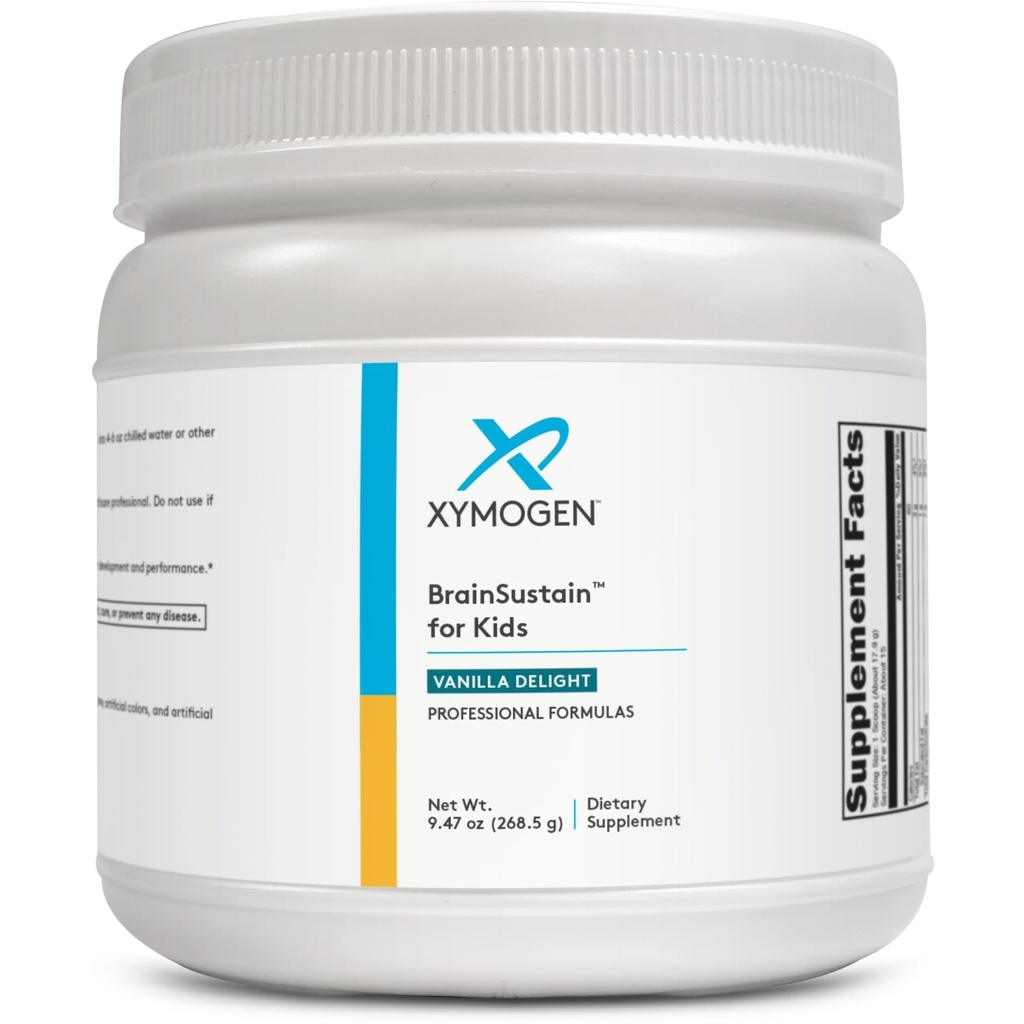XYMOGEN BrainSustain pour les enfants - N-acétyl-L-Cysteine, acide alpha lipoïque et DHA pour les enfants Focus Support - Suppléments pour le cerveau pour la mémoire et le focus - Non-OGM, gluten, soja + sans lait (9,47 oz)