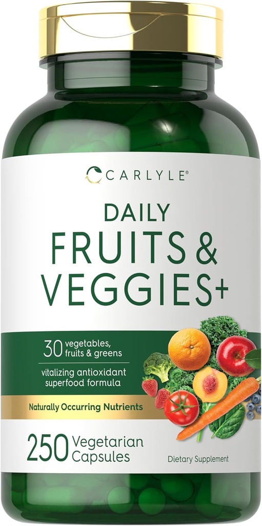 Supplément aux fruits et légumes Carlyle 250 capsules avec 30 fruits et légumes
