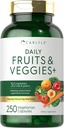 Supplément aux fruits et légumes Carlyle 250 capsules avec 30 fruits et légumes