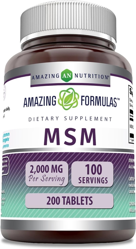Amazing Formulas MSM (Methylsulfonylmethane) Supplement | 1000 Mg Per Serving | 200 Tablets | Non-GMO | Gluten Free | Made in USA