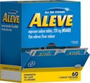 Aleve Pain Relievers & Fever Reducer Naproxen Caplets de sodium, corps et arthrite Pain Relievers, Médecine pour adultes et enfants de 12 ans et plus, 60 Pouches individuelles
