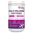 NATURE TARGET Peptides Multi Collagène Poudre - Type I, II, III, V, X - Peptides de Collagène hydrolysés avec l'acide hyaluronique vitamine C, supporte les ongles et articulations de cheveux de peau, gazon, non OGM, 50 portions