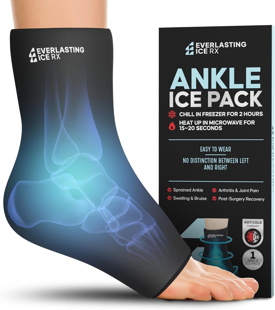 Ankle Ice Pack Wrap for Swelling, Reusable Foot Ice Pack Wrap - Cold Compression Therapy for Pain Relief, Plantar Fasciitis, Sprained Ankles, Achilles Tendonitis Relief