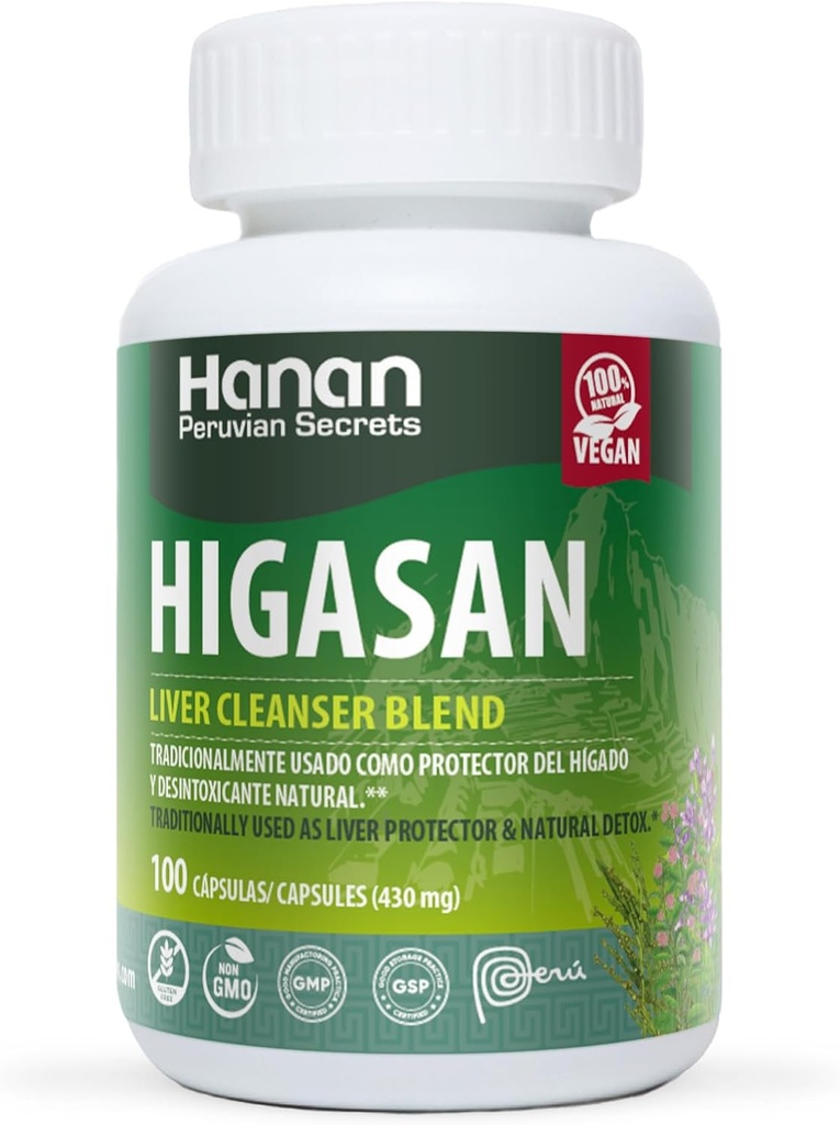 Hanan Higasan Nettoyeur du foie Mélange de 100 capsules Aide naturellement à soutenir une fonction hépatique saine et des niveaux de cholestérol sains (2 pack)