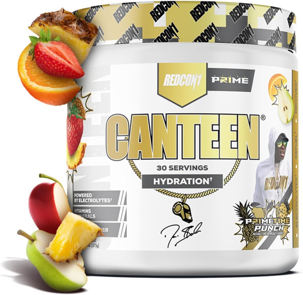 REDCON1 Poudre de récupération après entraînement - Coach Premier Cantin - Poudre d'hydratation avec électrolytes, vitamines et eau de coco - Prime Time Punch (30 portions)