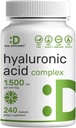 Offre supplément Acid Hyaluronique Suppléments 1 500mg – 240 Capsules, avec MSM et vitamine C – Pure 95%.