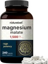 NatureBell Magnésium Malate 1 500mg, 240 Capsules Chelated for High Absorption.