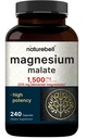NatureBell Magnésium Malate 1 500mg, 240 Capsules Chelated for High Absorption.